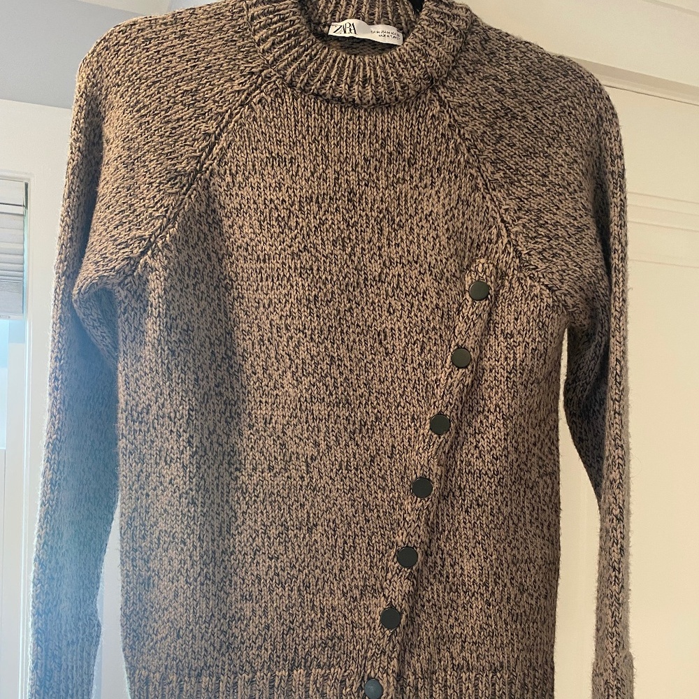 Zara Asymetrical Button Sweater
